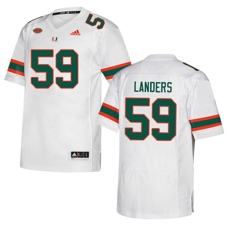 Men #59 Gabe Landers Miami Hurricanes College Football Jerseys Sale-White - Click Image to Close